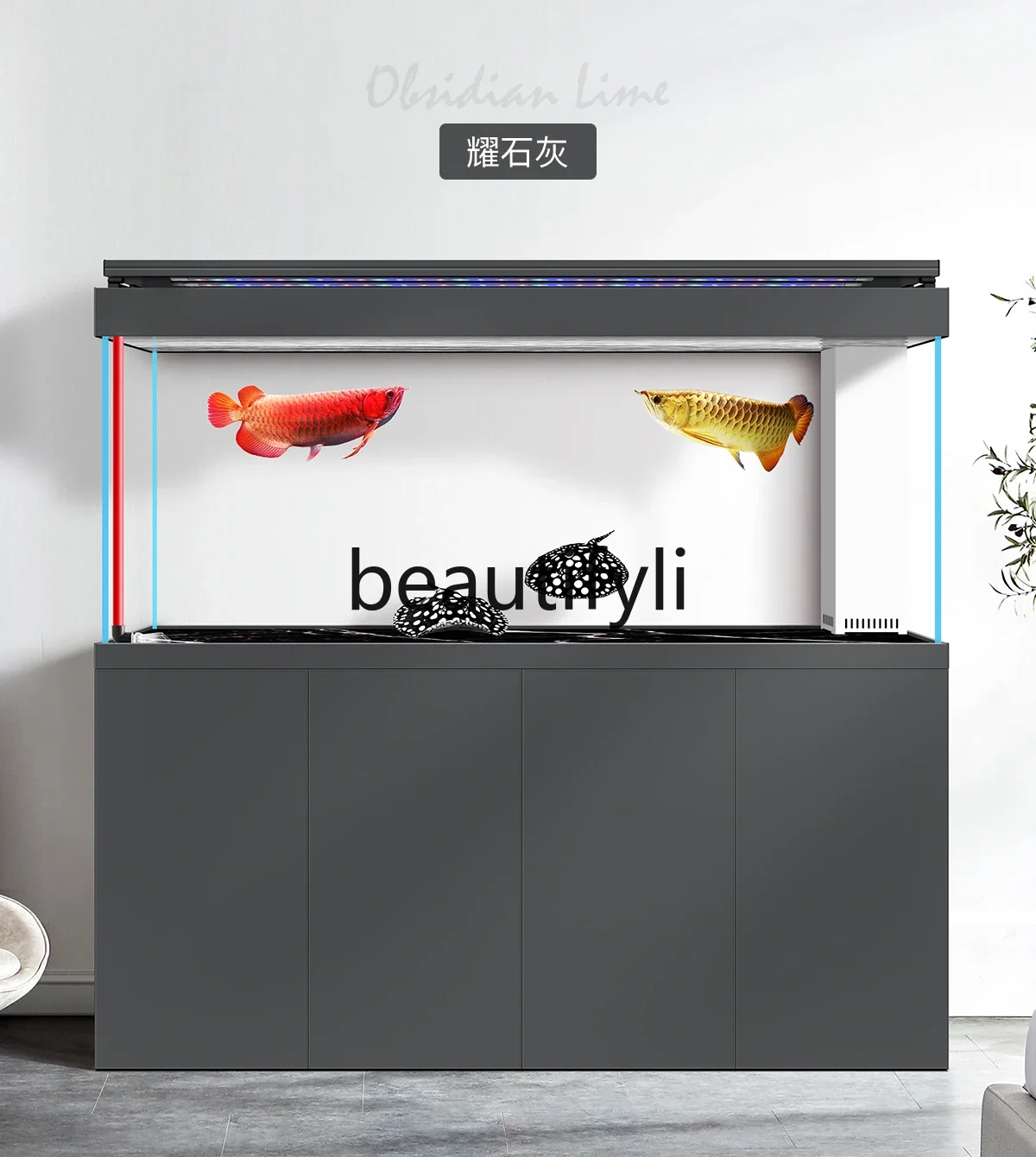 Living room bottom filter large entrance screen intelligent ultra-white ecological aquarium floor 2024 new model