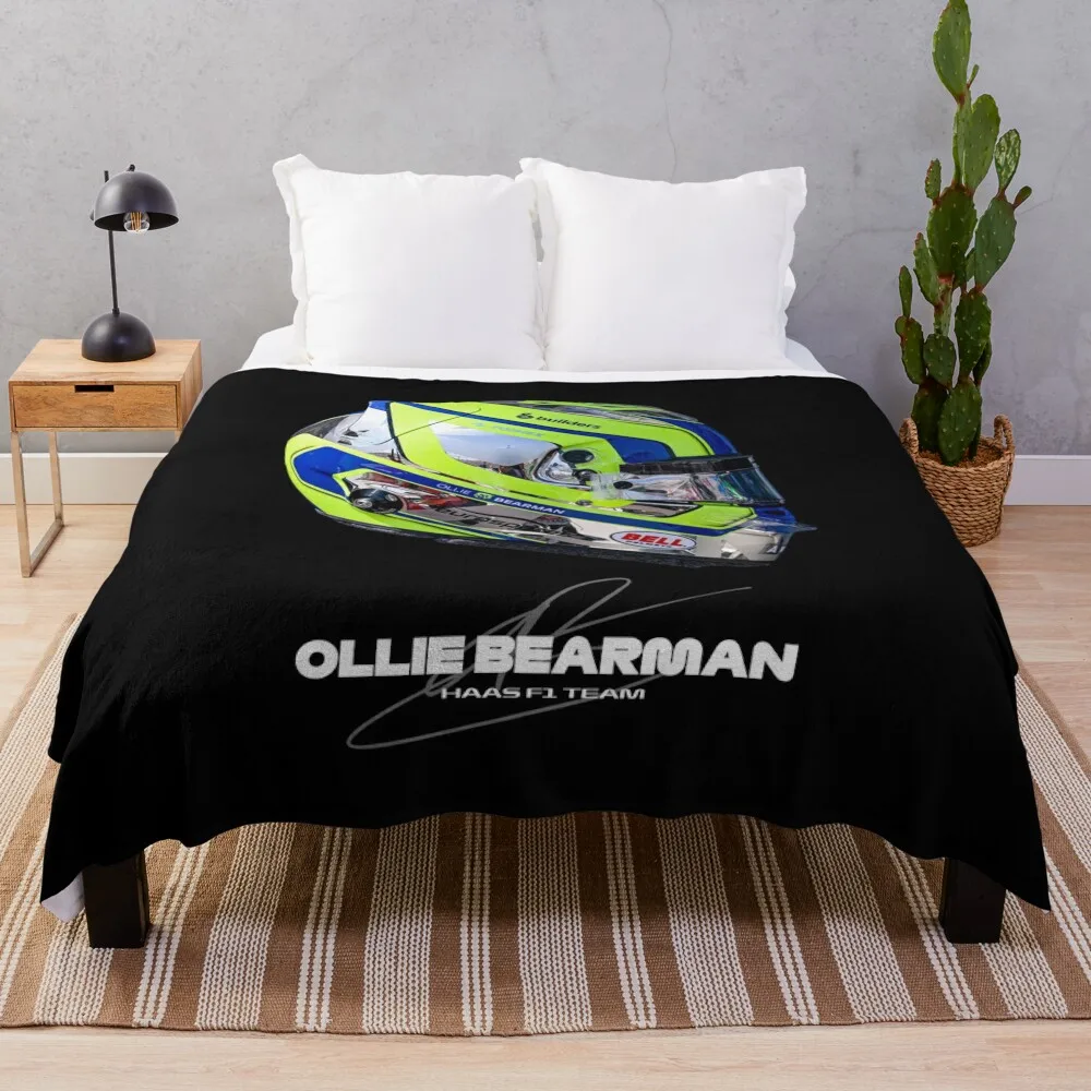 Ollie Bearman (F1 2024 Helmet) Throw Blanket blankets and throws Travel Soft Big Extra Large Throw Blankets