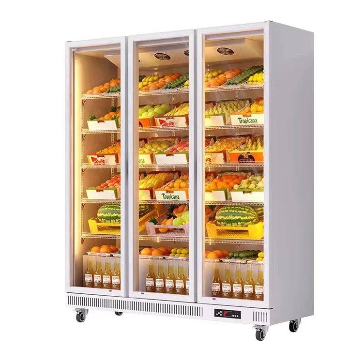 China Manufacturer Supply Supermarket Refrigerator Fruit Vegetable Display Showcase Cabinet