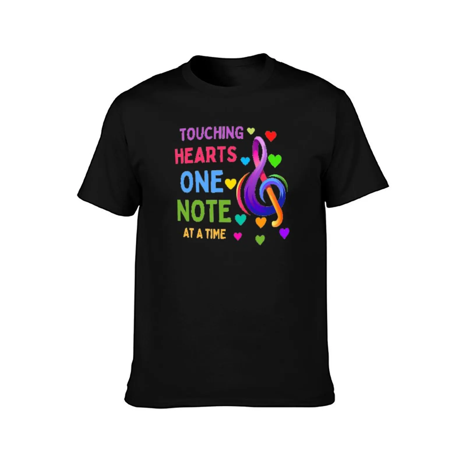 Touching Hearts One Note At A Time The Best Teacher Colorful Design T-Shirt anime tees vintage clothes fitted t shirts for men