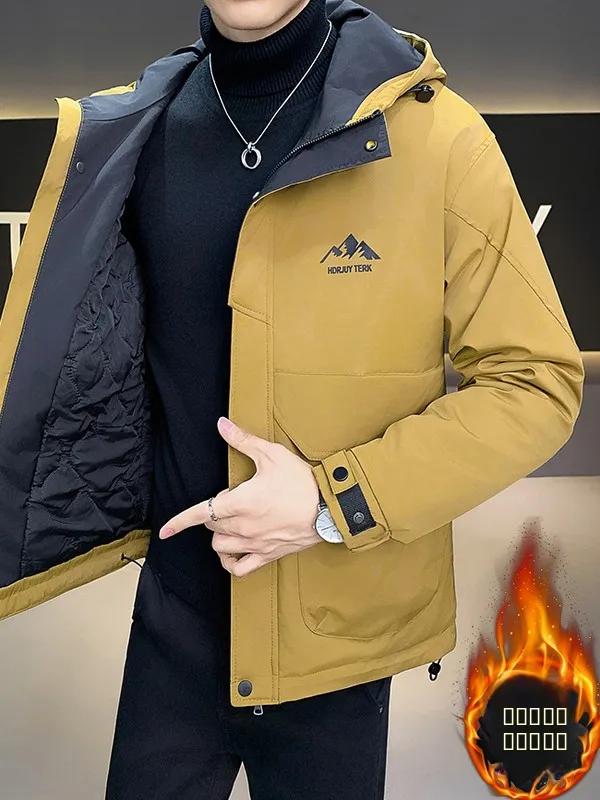 

Новая мужская хлопковая куртка с капюшоном, повседневная верхняя одежда, модная утепленная осенне-зимняя куртка, дышащая, из полиэфирного волокна, на молнии...