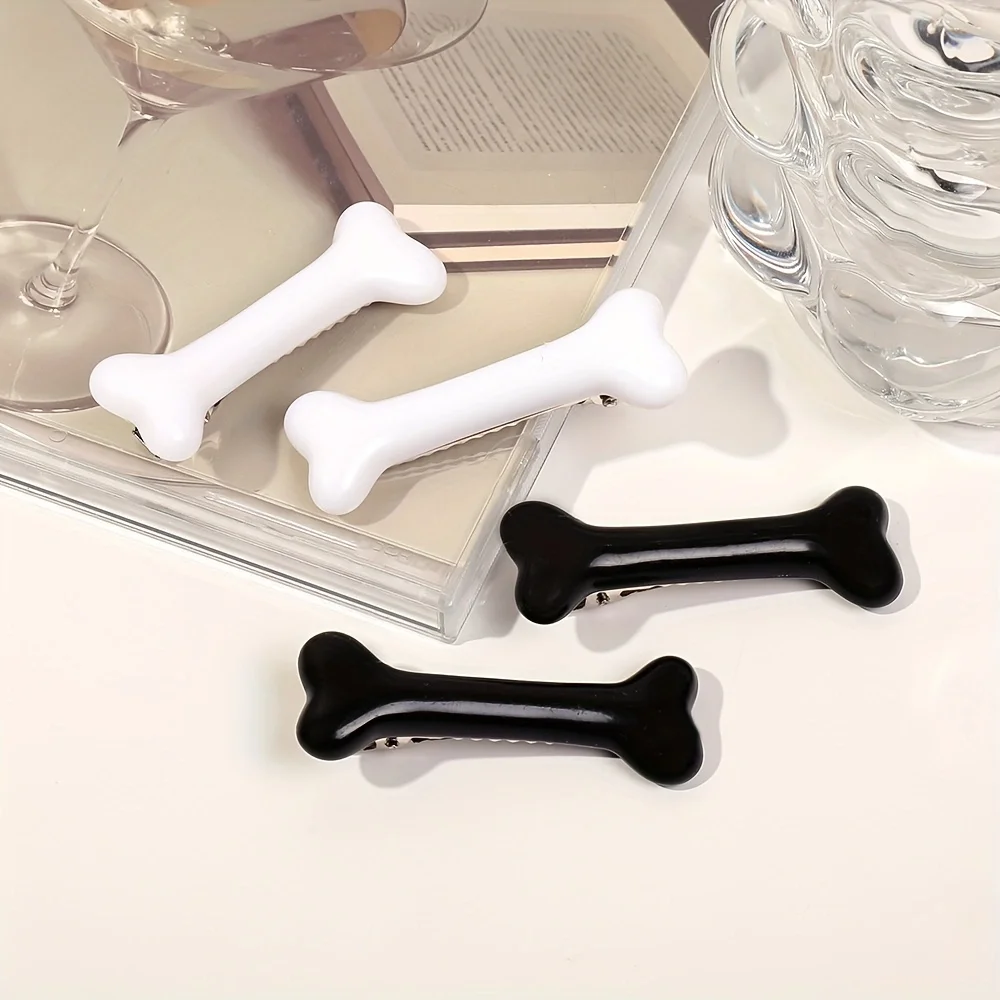 1Pcs Cute and Wacky Bone Hair,Black or white Japanese Clamp Chopped Hair Decoration One Clip for Women's Thick and Thin Hair