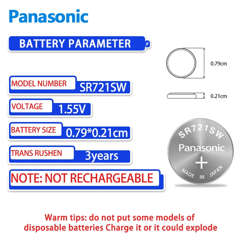 Panasonic-SR721SW Batterie de Montre CK Bentley 362 Gucci Radar LR721, Bouton Petit Électronique, 1.55V