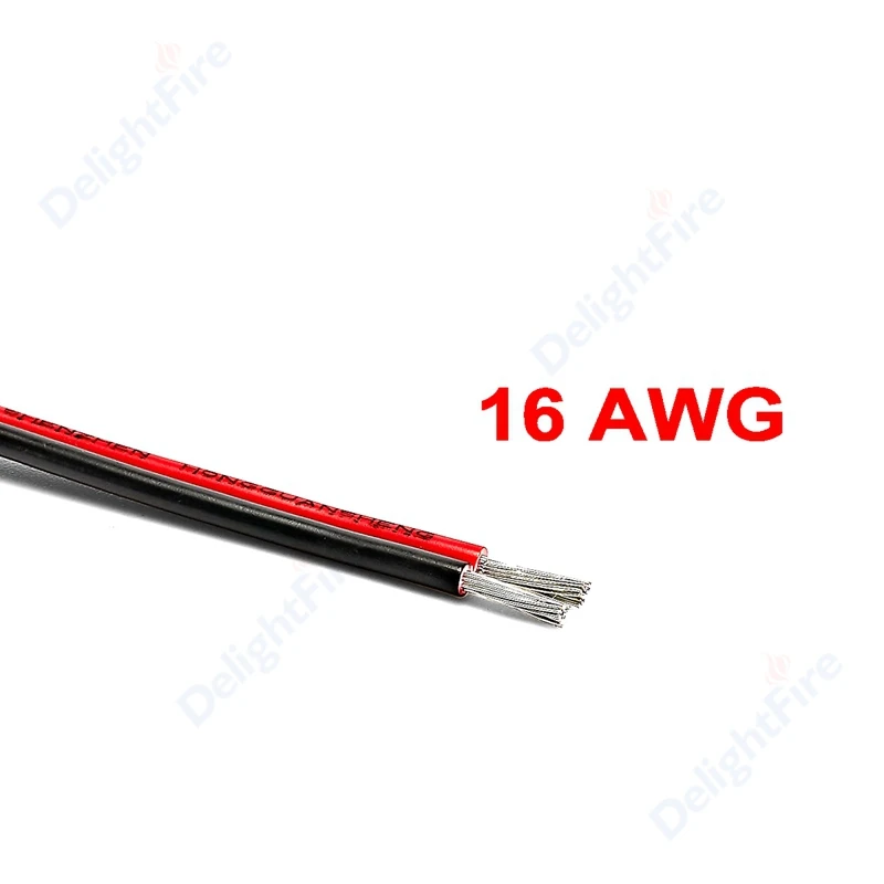 

2 Pin 16AWG Electrical Wire Tinned Copper Insulated PVC Red Black Extension Power Cable Electric Electricity Cord For LED Strip