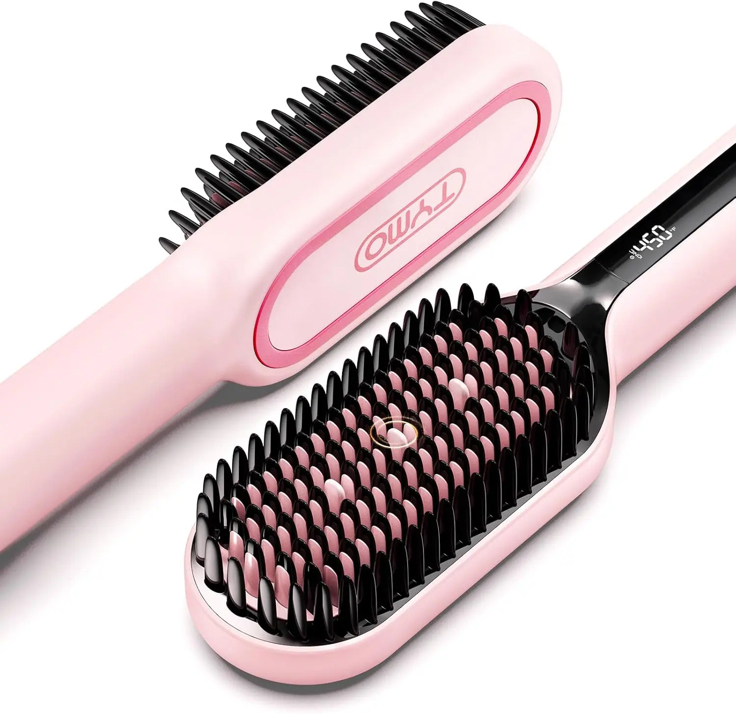 

Upgraded Ionic Hair Straightener Brush with 16 Temps, Dual Voltage, Ceramic Hot Comb for Thick Curly Hair, Pink
