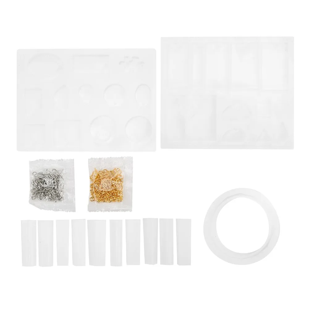 

213pcs Reusable Silicone Jewelry Mould Durable Elastic Resin Silicone Mould Smooth With Hole Cabochon Gemstone Jewelry Mould