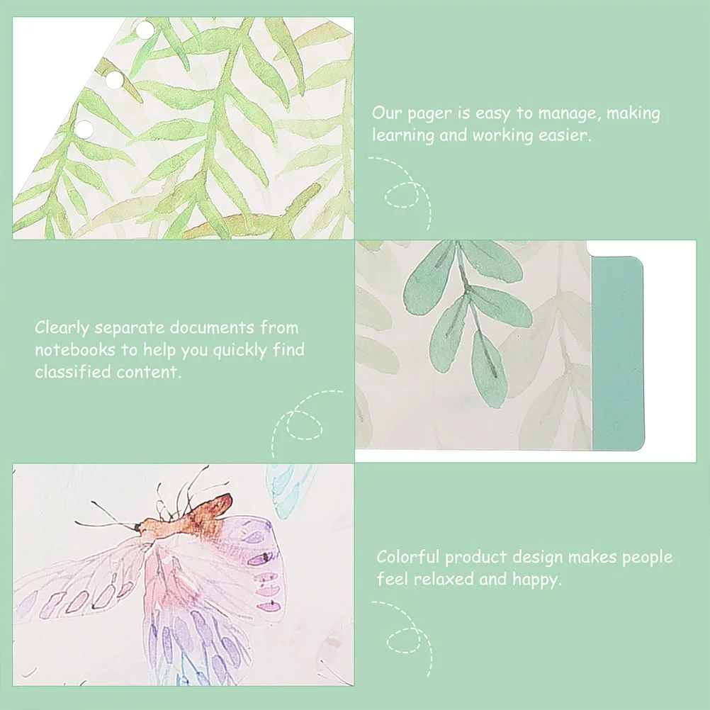 12 Pcs Pp Transparent 6-hole Loose-leaf Partitions Color Classification Separators Ring Paper Dividers Binder Tabs Index