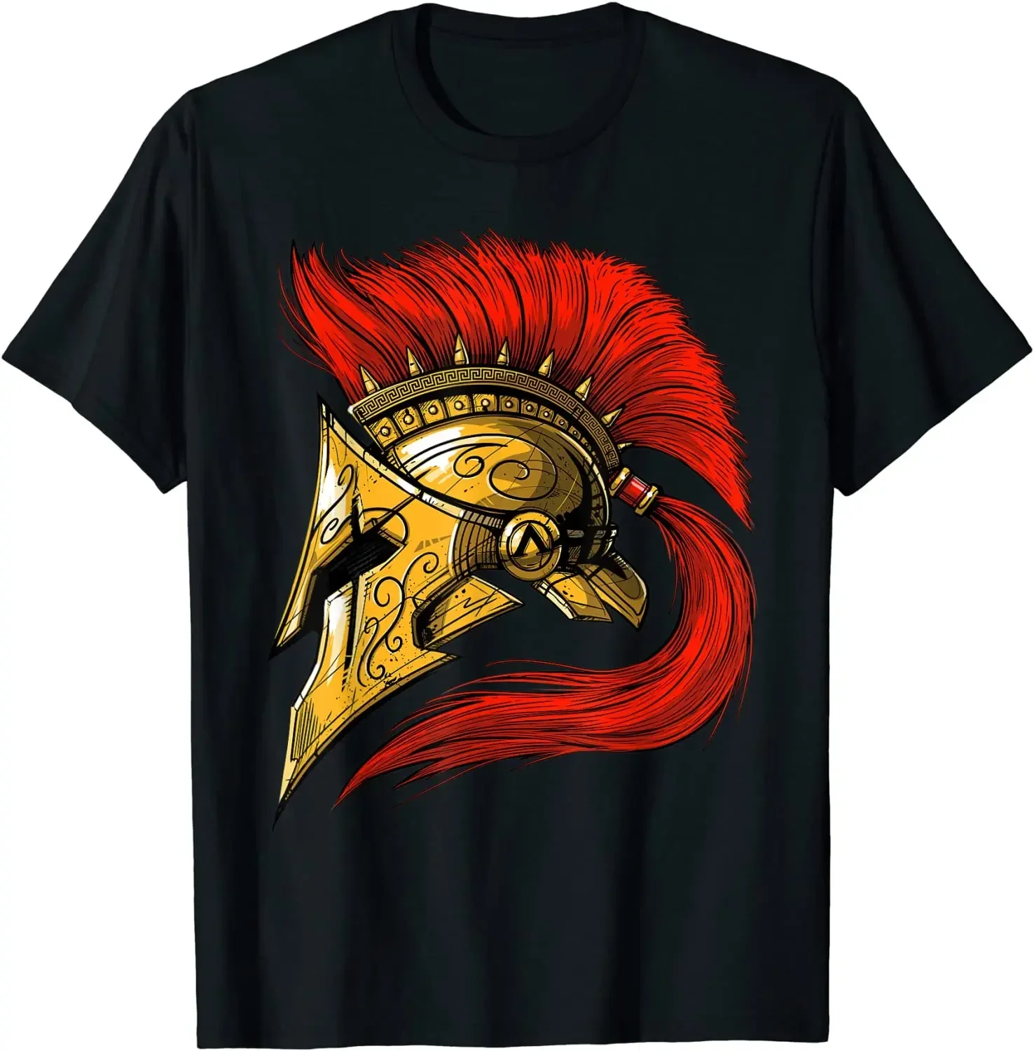 

Spartan Warrior Helmet Ancient Greek Mythology Roman History Cotton T-shirt Men's 100% Cotton Casual T-shirts Loose Size S-3XL