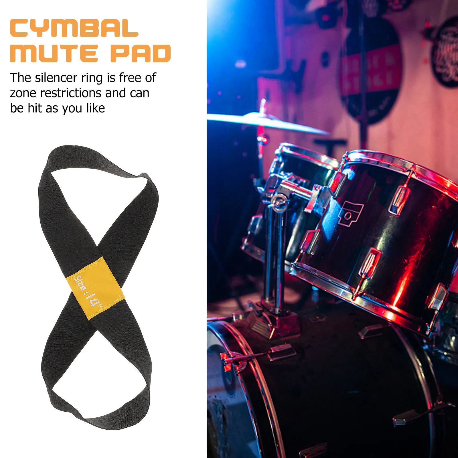 

4Pcs Cymbal Ring Mute Belt Drum Practice Accessory Fine Workmanship Perfect Noise Reduction Hitting Portable