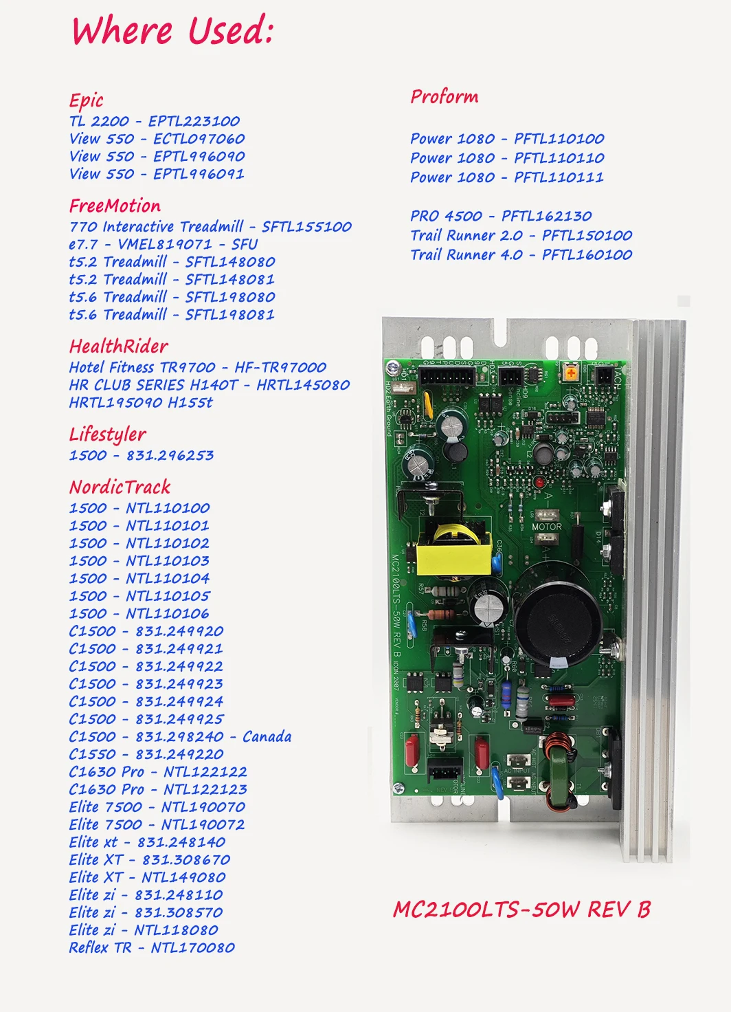 Picture 3: Treadmill Motor Speed Controller 110V MC2100LTS-50W REV B 256266