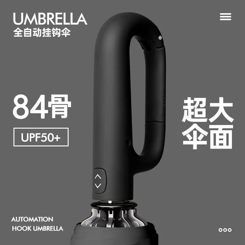 72 Fully Automatic Ring Buckle Umbrella Portable, Thickened and Reinforced Men's Hook Folding Rain and Sunshine for Women