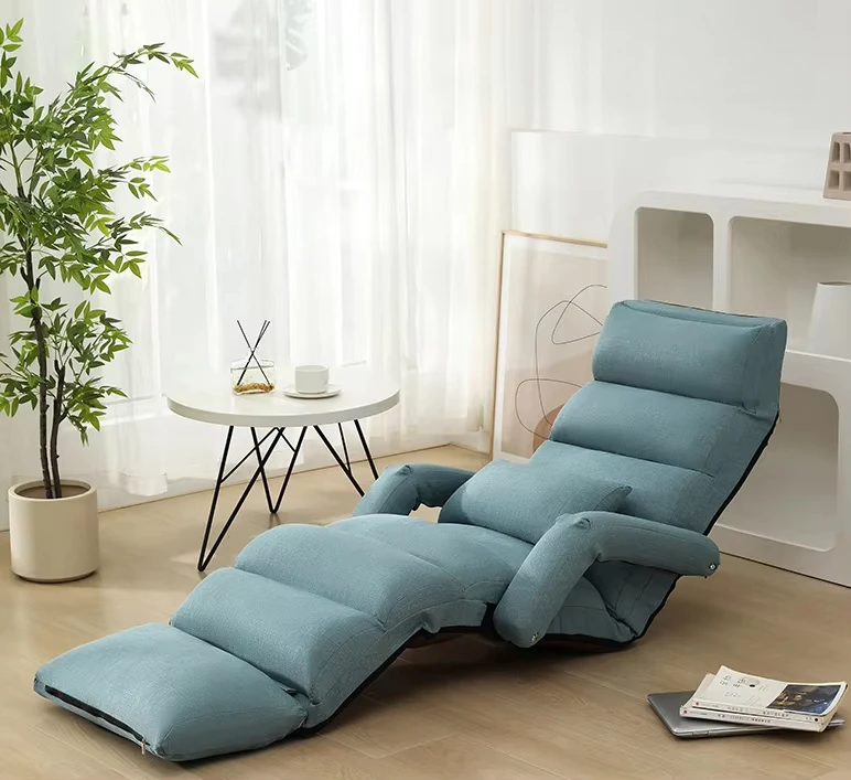 Multi-functional Folding Lazy Sofa Chair Adjustable Floor Recliner Lounge Chair with Armrests for Home Office Relaxing