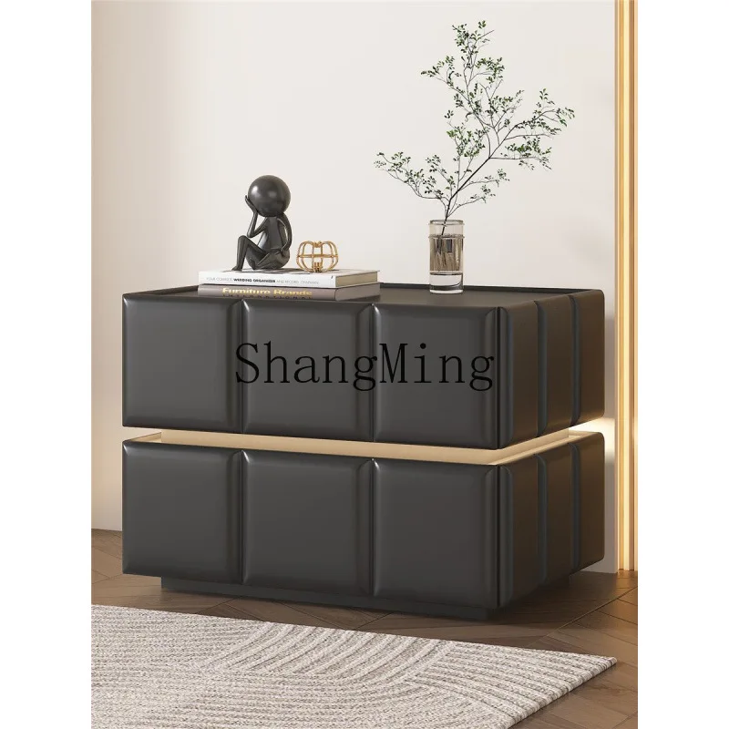 

FG new bedroom double-layer creative smart bedside table simple modern light luxury advanced suspension with light