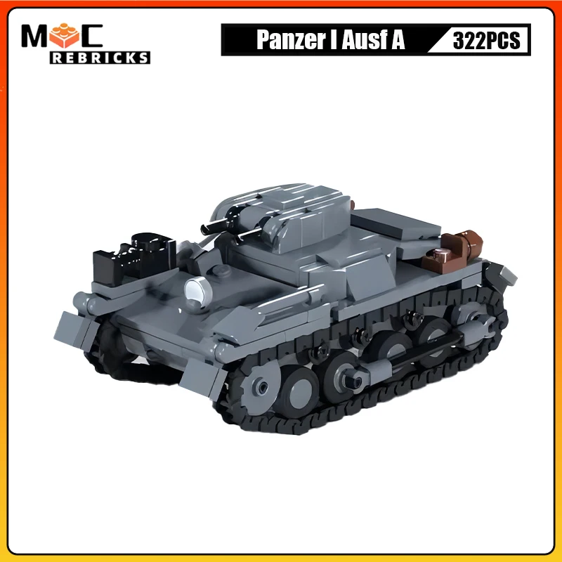 

WW2 German Military Light Tank Panzer I Ausf A High-tech Army Weapon MOC Building Blocks Sets Model DIY Bricks Kids Toys Gifts