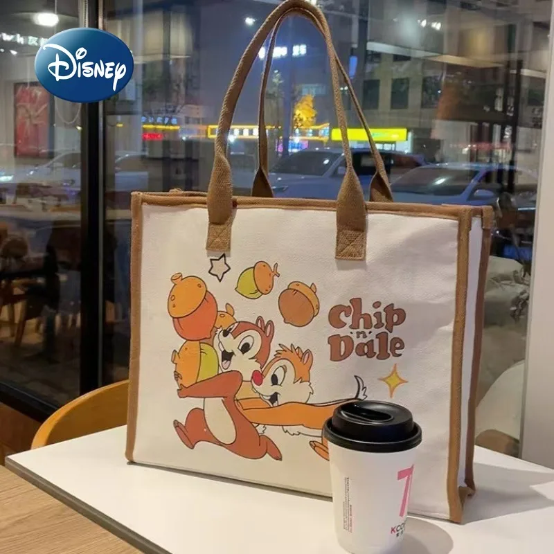 Disney New Women's Handbag Canvas Cartoon Large Capacity Women's Tote Bag Luxury Brand Fashion Casual Women's Shoulder Bag