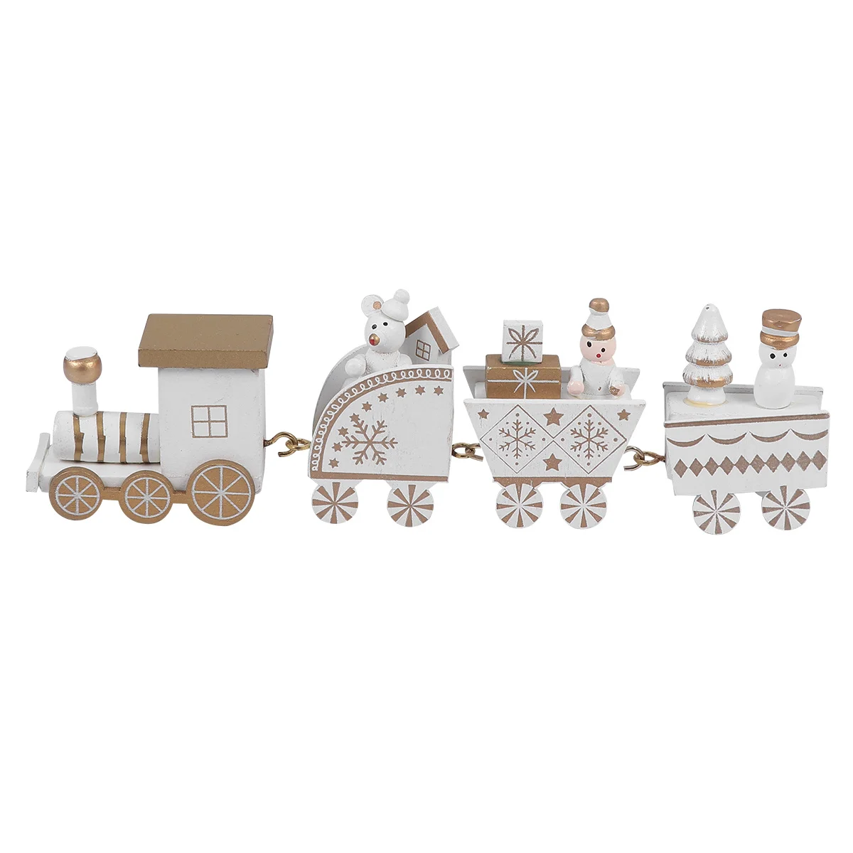 4 قطعة رأس خشبي عرض صغير زخرفة قطار عيد الميلاد لعرض الطاولة عرض حلية طقم هدايا الديكور #3