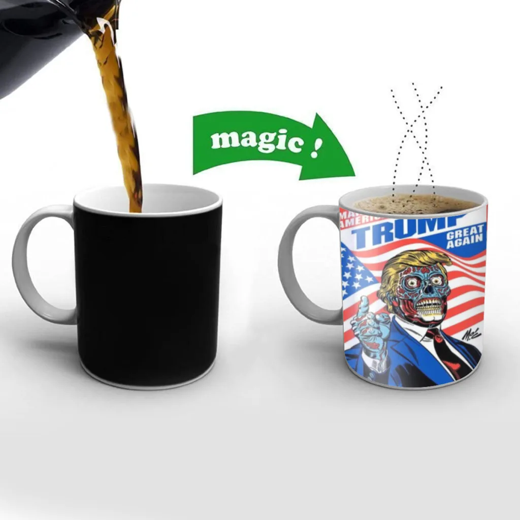 USA Trump Expressions One Piece Coffee Mugs And Mug Creative Color Change Tea Cup Ceramic Milk Cups Novelty Gifts