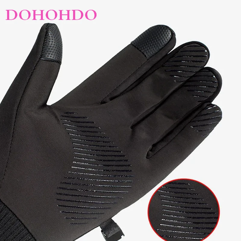 قفازات الشتاء الرجال مقاوم للماء الدافئة الرياضة في الهواء الطلق ركوب يندبروف شاشة تعمل باللمس المضادة للانزلاق المخملية الباردة واقية قفازات سوداء Guantes #6