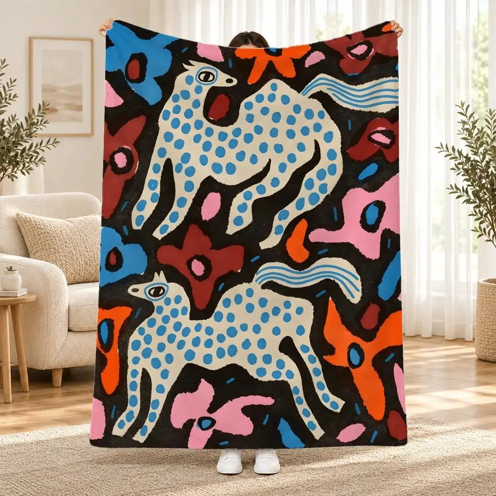 Artist nikoenikoeniko Throw Portable Warm Flannel Throw Blanket for Travel Office Outdoor, Soft Bedspread Gift