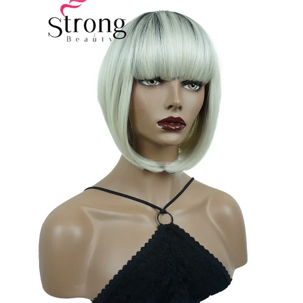 Women\'s Wig Bob Short Straight Hair Synthetic Hair Blonde Wigs Ombre Dark roots StrongBeauty