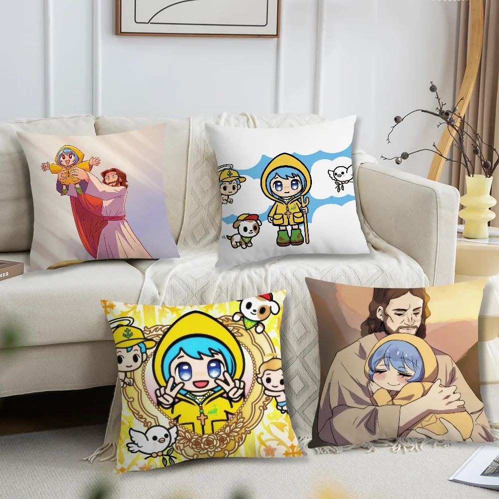 Cute Cartoon L-Luce Pillow Case Living Room Sofa Cushion Cover Suitable For Home Bedroom Room Decoration