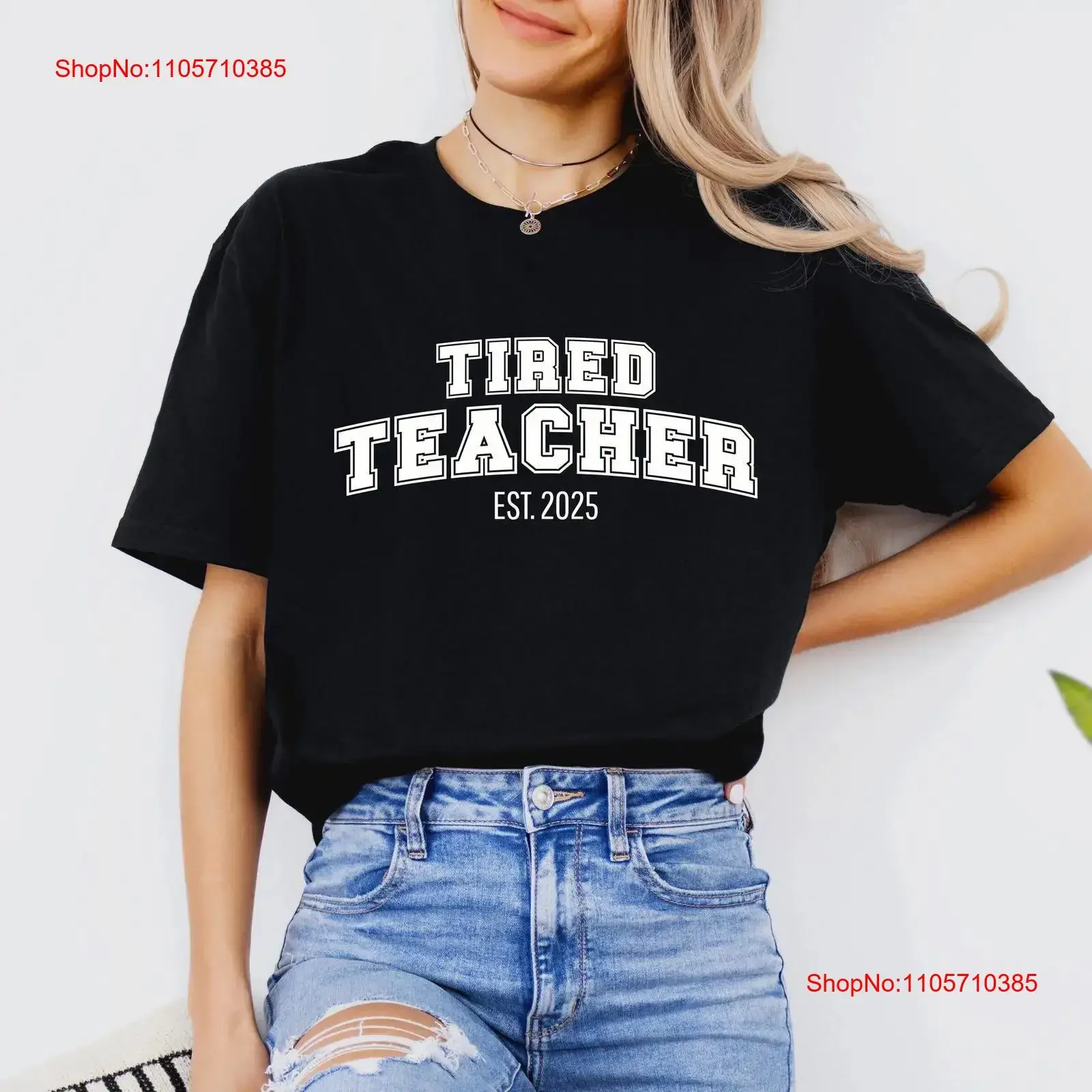 Tired Teacher Funny and Relatable Softstyle T Shirt for Teachers Friends Coworkers Simple Text Design vintage Washed Versatile