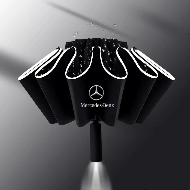 

Automatic Umbrella with LED Reflective Strip Rain Wind Umbrella For Mercedes Benz W211 W203 W204 W210 W124 AMG W202 CLA W212