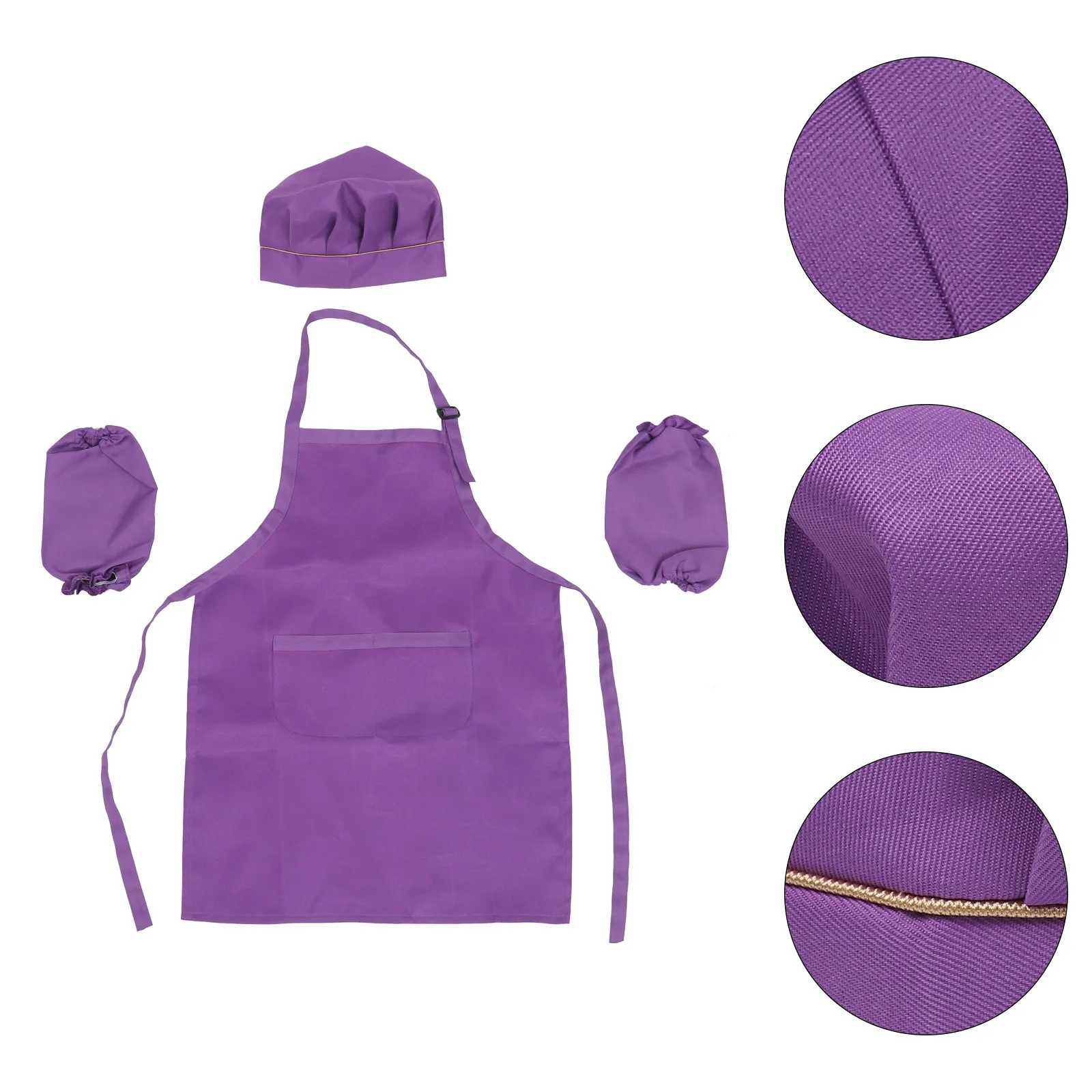 Kompletny zestaw kuchenny dla dzieci, fioletowy fartuch, czapka, rękawki do gotowania dla dzieci w wieku 7-13 lat, do pieczenia, gotowania, malowania, dekorowania, na przyjęcia.