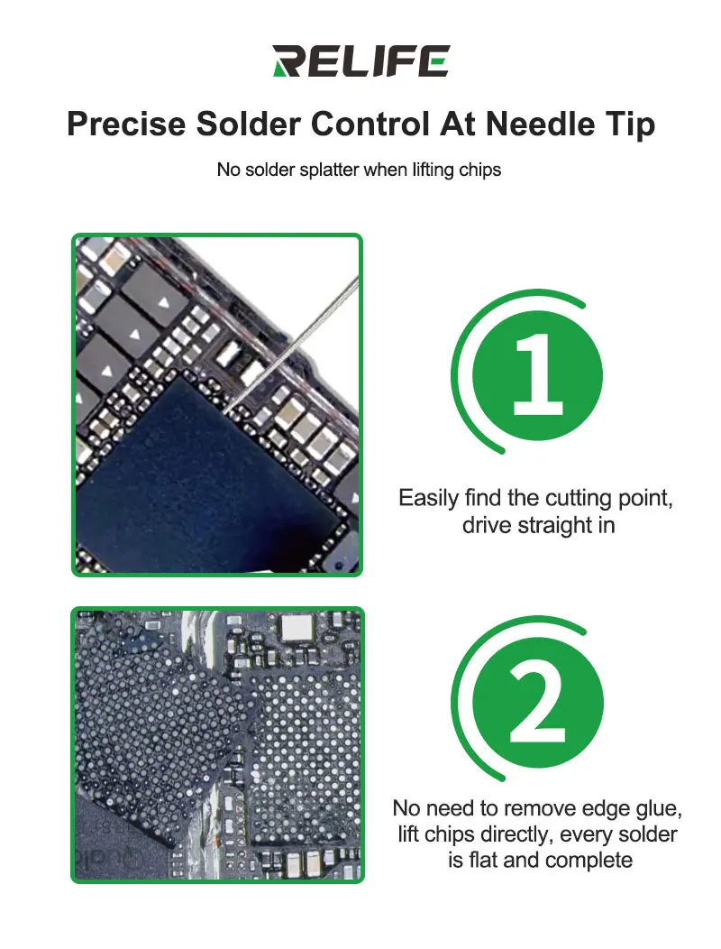 RELIFE TX3 Pregision Chip Pry Needle kit Needle Tip For Precise Solder Control Smooth Polished Tip for mobile phone CPU IC Remov view 4