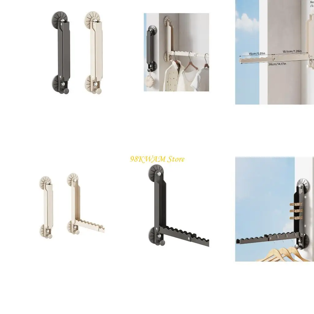 Suction Cup Folding Clothes Hanger Hanging Clothes Rack Wall Mounted Clothes Drying Rack For Camping Trailer Boat 68UF