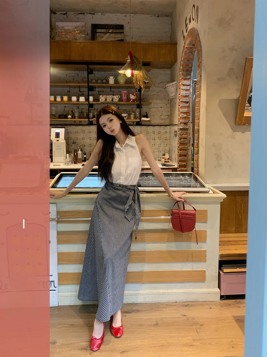 

Летняя женская повседневная юбка в корейском стиле с завышенной талией, бантом и полосками, из смесового хлопка и полиэстера