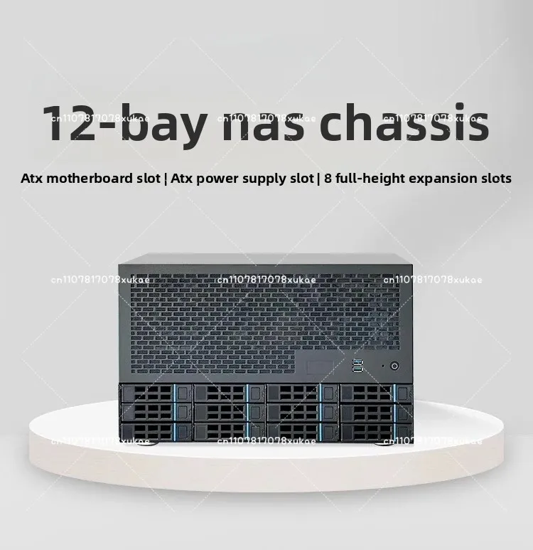 12 Bay NAS Chassis ATX اللوحة الأم PSU متوافقة مع 8 فتحات كاملة الارتفاع Enterprise AIO Server Case حل تخزين منزلي ​