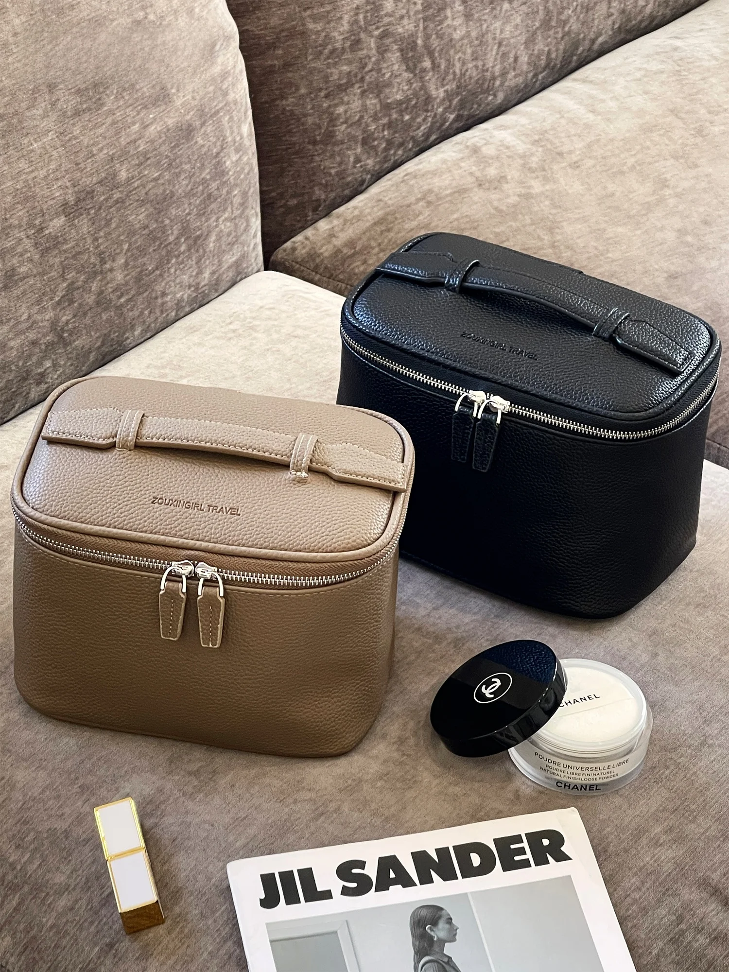 

Портативная водонепроницаемая кожаная сумка большой вместимости для женщин, косметичка, дорожная сумка для туалетных принадлежностей с отделением для электроники