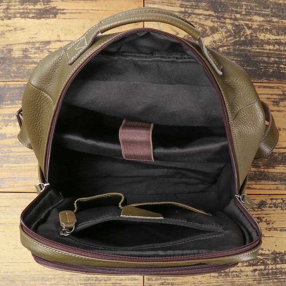 Professional Genuine Full Grain Leather Travel Backpack - Premium Spacious Laptop Bag