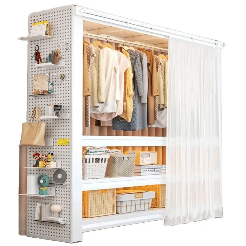 

Hanging clothes floor ceiling bedroom rack, walk cloakroom simple steel frame combination wardrobe