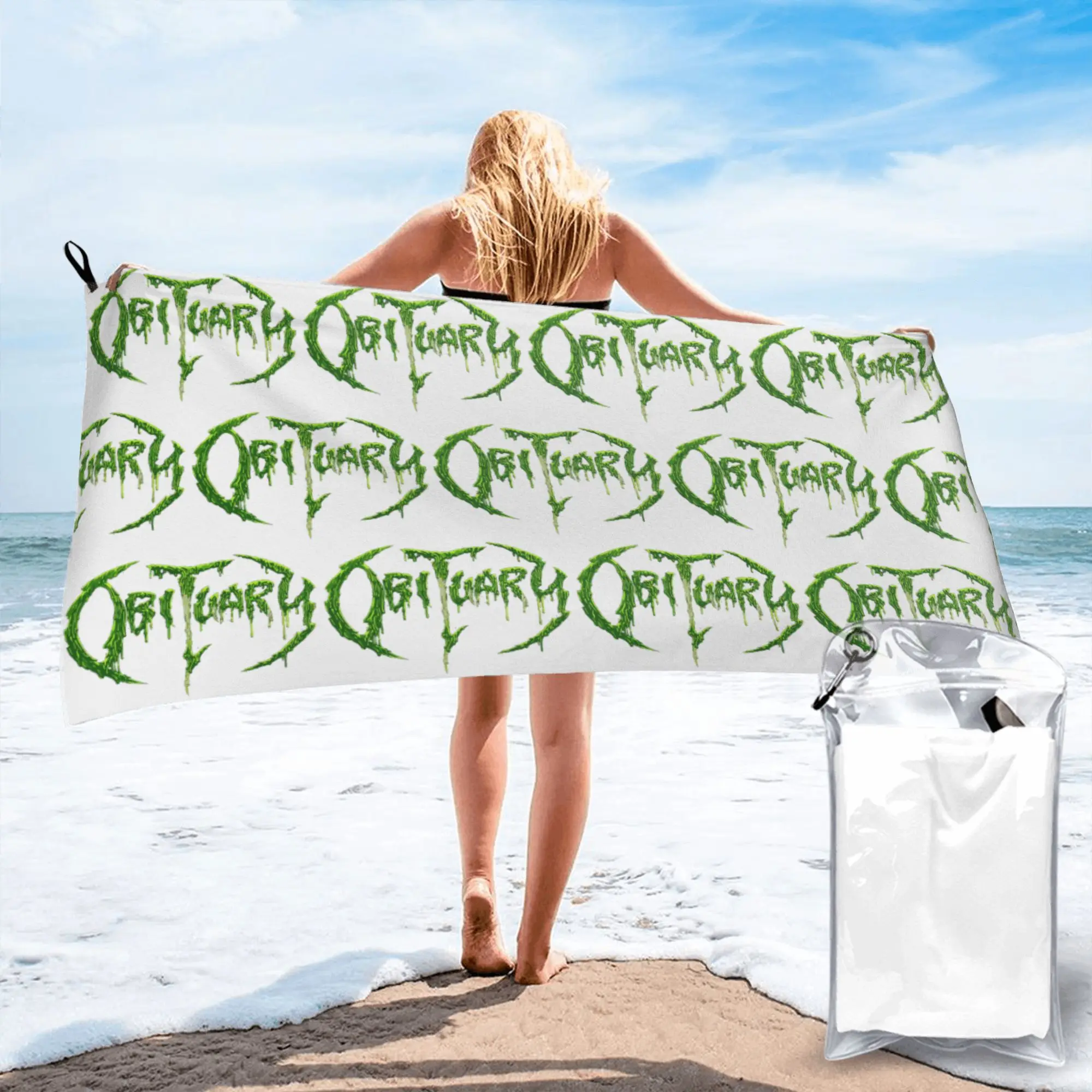 Adult Obituary Band Logo Death Metal Trucker Beach Towel Soft Microfiber Quick Dry Absorbent Quick Towels For Swimming