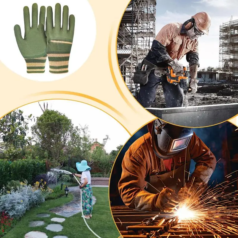 Садовые перчатки, нескользящие, 12 пар, защитные перчатки для мужчин, многофункциональные, для работы, садовые аксессуары, дышащие