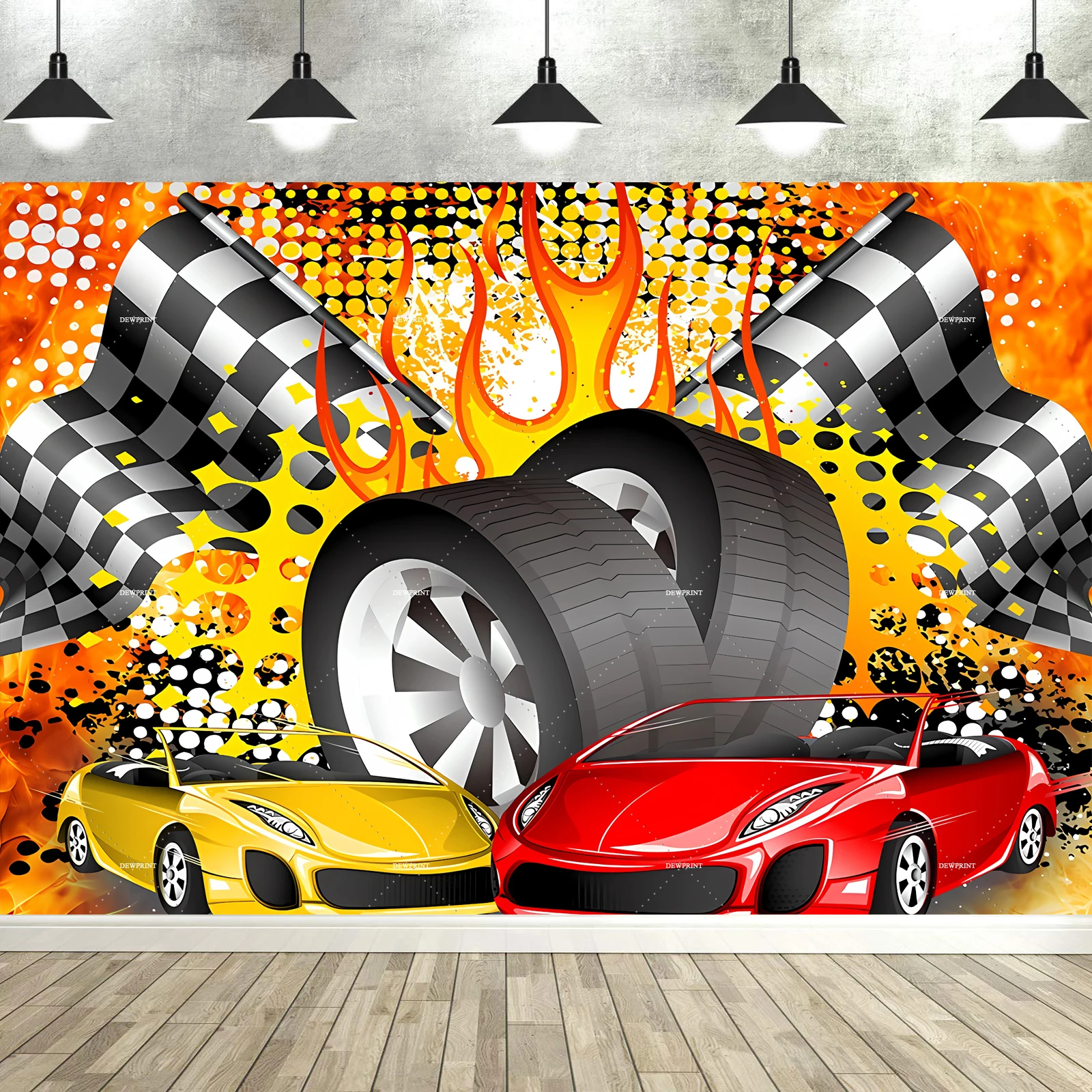 Racing Car Backdrop Happy Birthday Party Banner Decorations Supplies Photography Background Photo Booth Studio Props