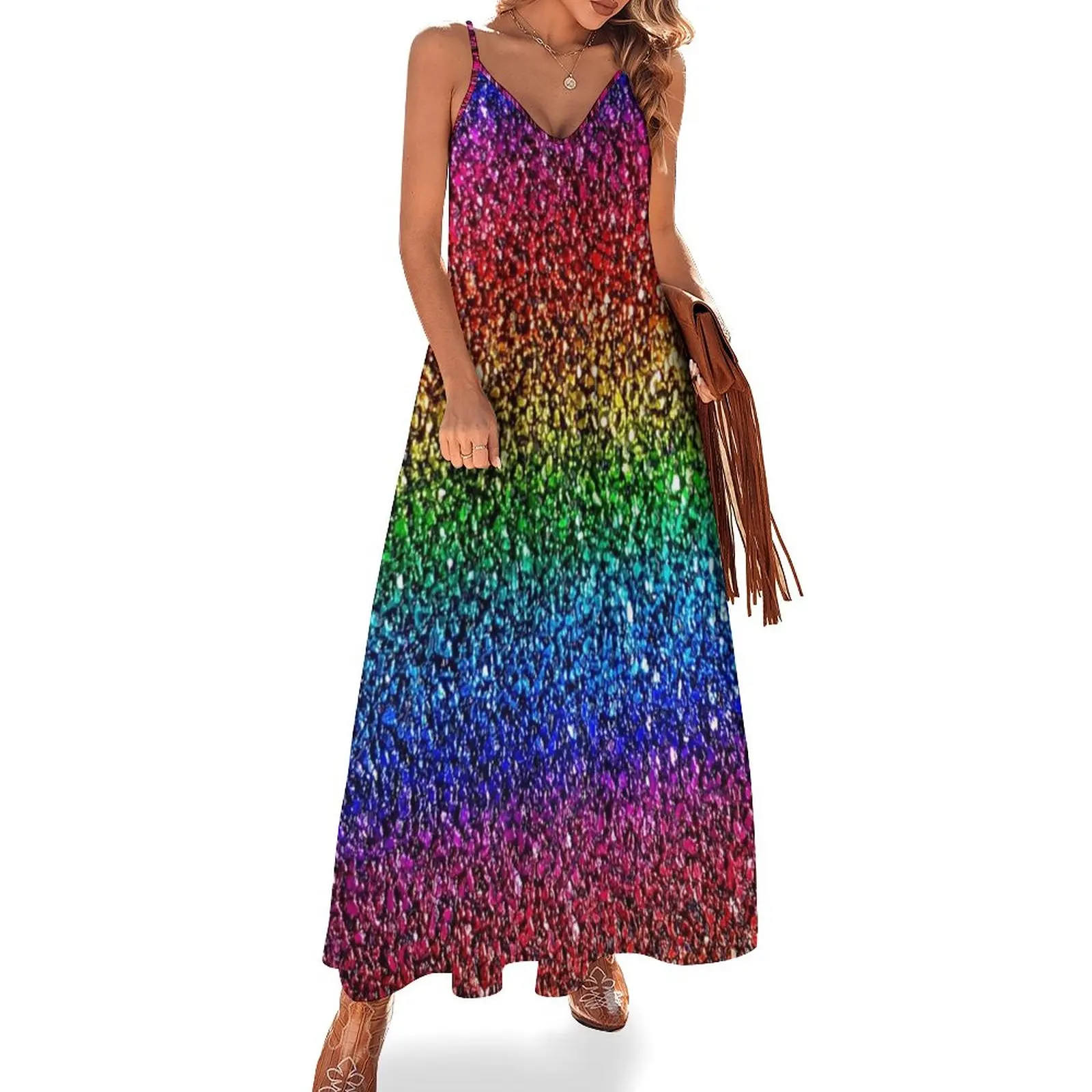 

Rainbow Fun Sleeveless Dress loose women's dress ceremony dresses Evening dresses long sleeve dresses