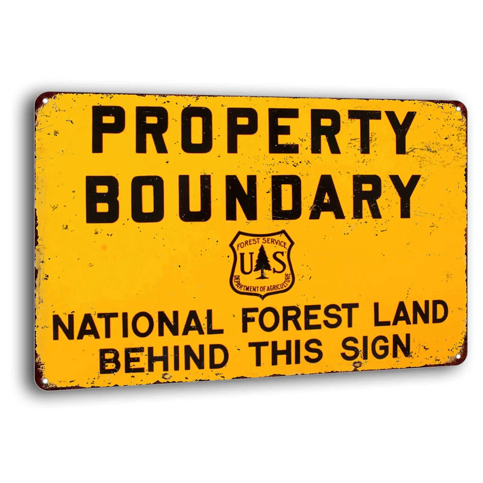 Tin Sign Property Boundary National Forest Vintage Reproduction Metal Sign Wall Decor