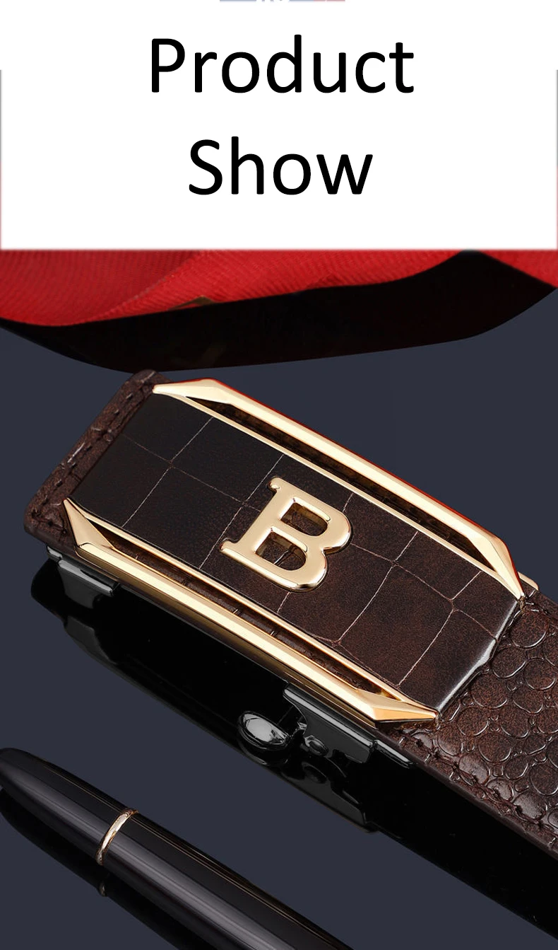 Herrengürtel, automatischer Schnallengürtel, hochwertiger, trendiger Gürtel mit Krokodilmuster, modischer Jeansriemen, Herrenaccessoires – Detail 4