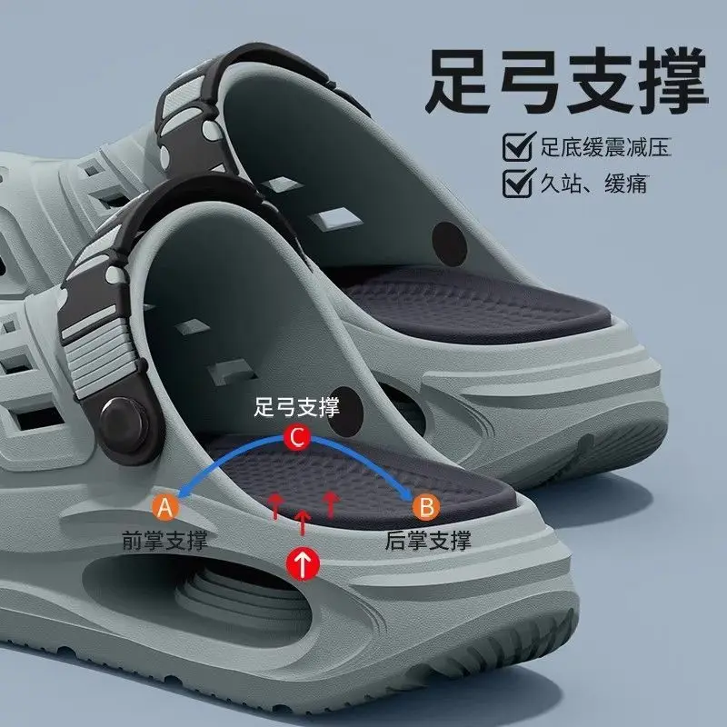 Zapatillas de hombre con orificios, sencillas y versátiles, que no dejan olor a pies, modernas, nuevas, con suela suave de EVA, antideslizantes, para usar en casa.