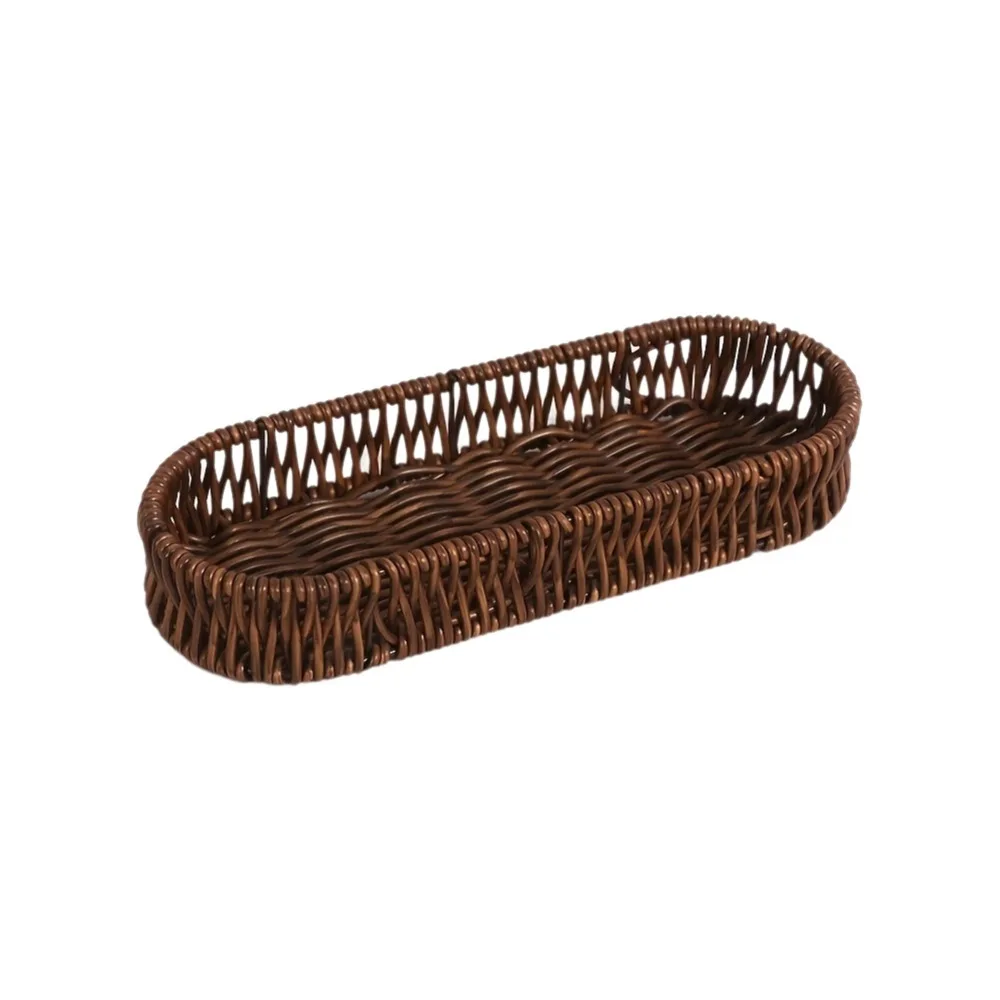 

Oval Shape Tableware Storage Basket Retro Minimalist Dinnerware Storage Tube Decorative Plastic Desk Shelf Baskets