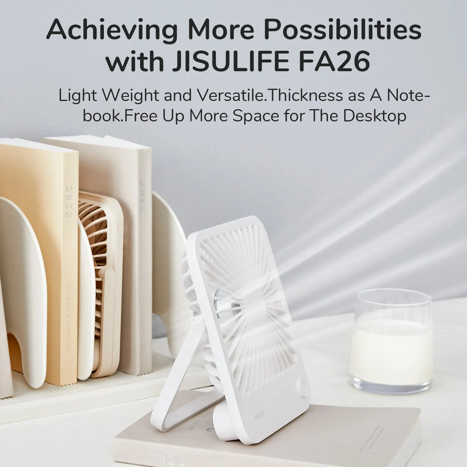 JISULIFE-miniventilador USB portátil, ventilador de escritorio, silencioso, plegable, de pie