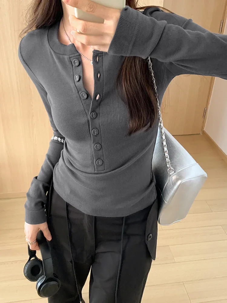 

Осень 2025 г., однотонный тонкий женский пуловер, простой базовый модный уличный женский пуловер, тонкий вязаный белый, черный корейский топ, женский