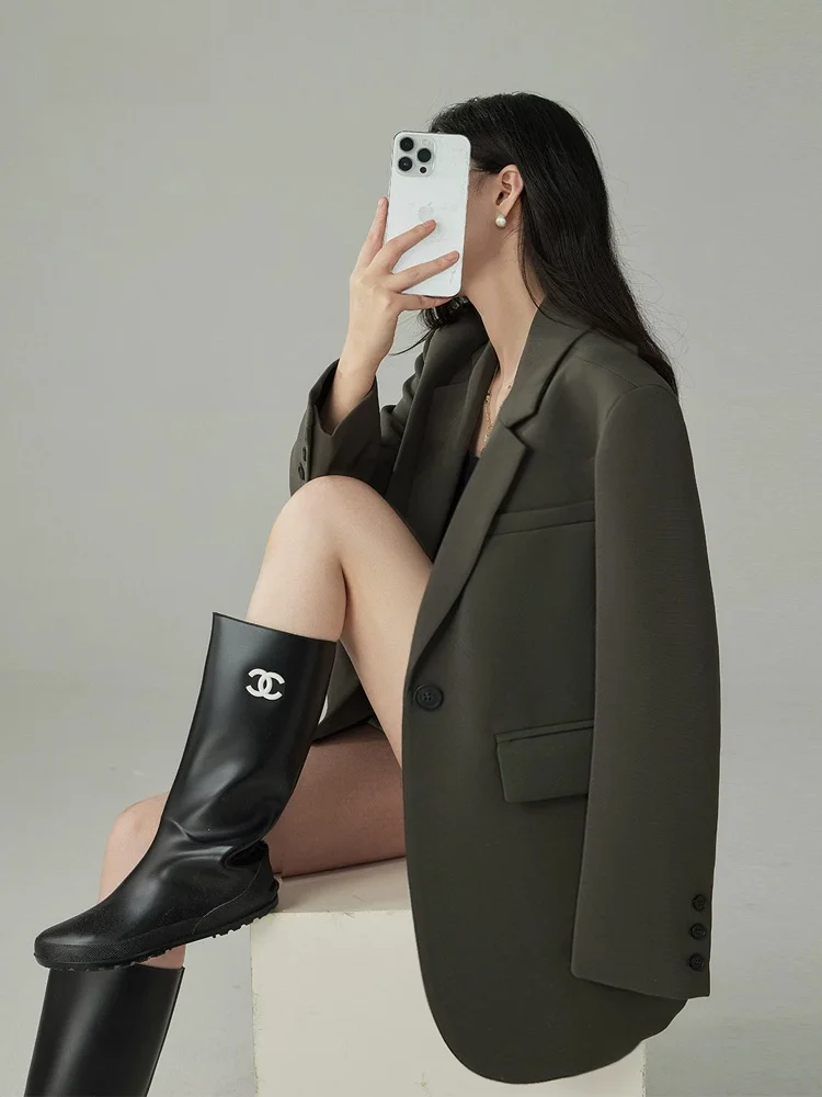 

Yoka Home London Old Memory 20 Olive Grey Leisure Loose Suit Jacket Women's Spring Autumn Commuting Casual Style