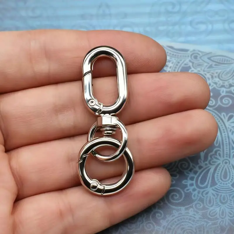 Doppelt öffnende, drehbare Karabinerhaken mit Federmechanismus, 2/10 Stück, robuste Metallverschlüsse für Campingausrüstung und zur Organisation von Schlüsselanhängern. – Detail 7