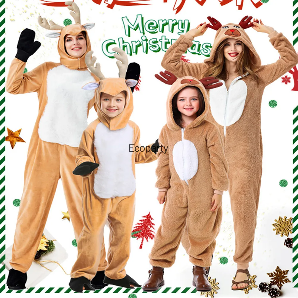 

brown Elf Girls christmas Costume Festival Santa Clause for Girls New Year chilren clothing Fancy Dress Women Xmas Party Dress