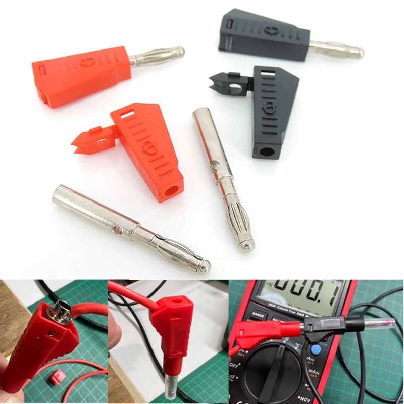 red black 4mm Banana male Plug Safety Retractable Stackable Solder In line DIY assembly Test leads connectors