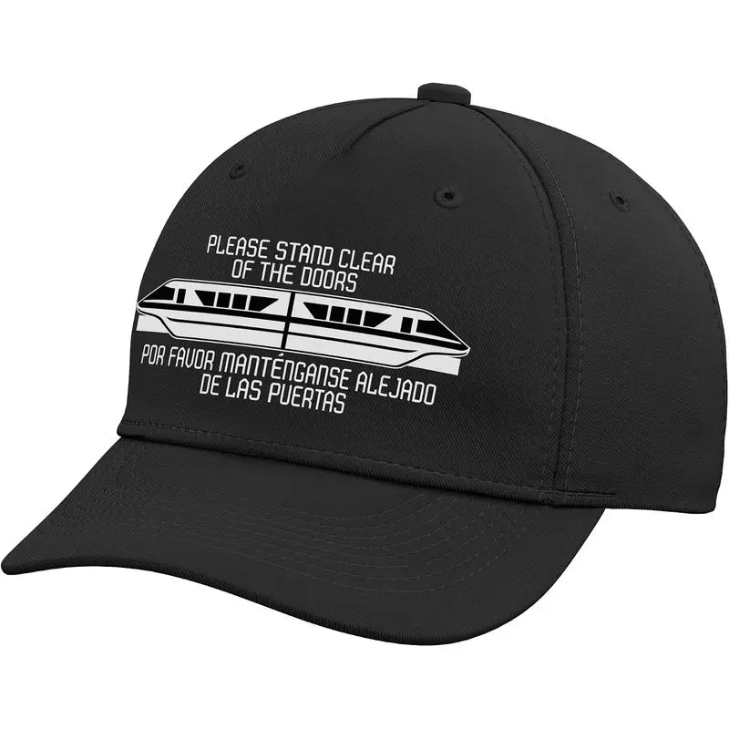 Monorail Please Stand Clear Of The Doors English And Spanish Adjustable Baseball Hat